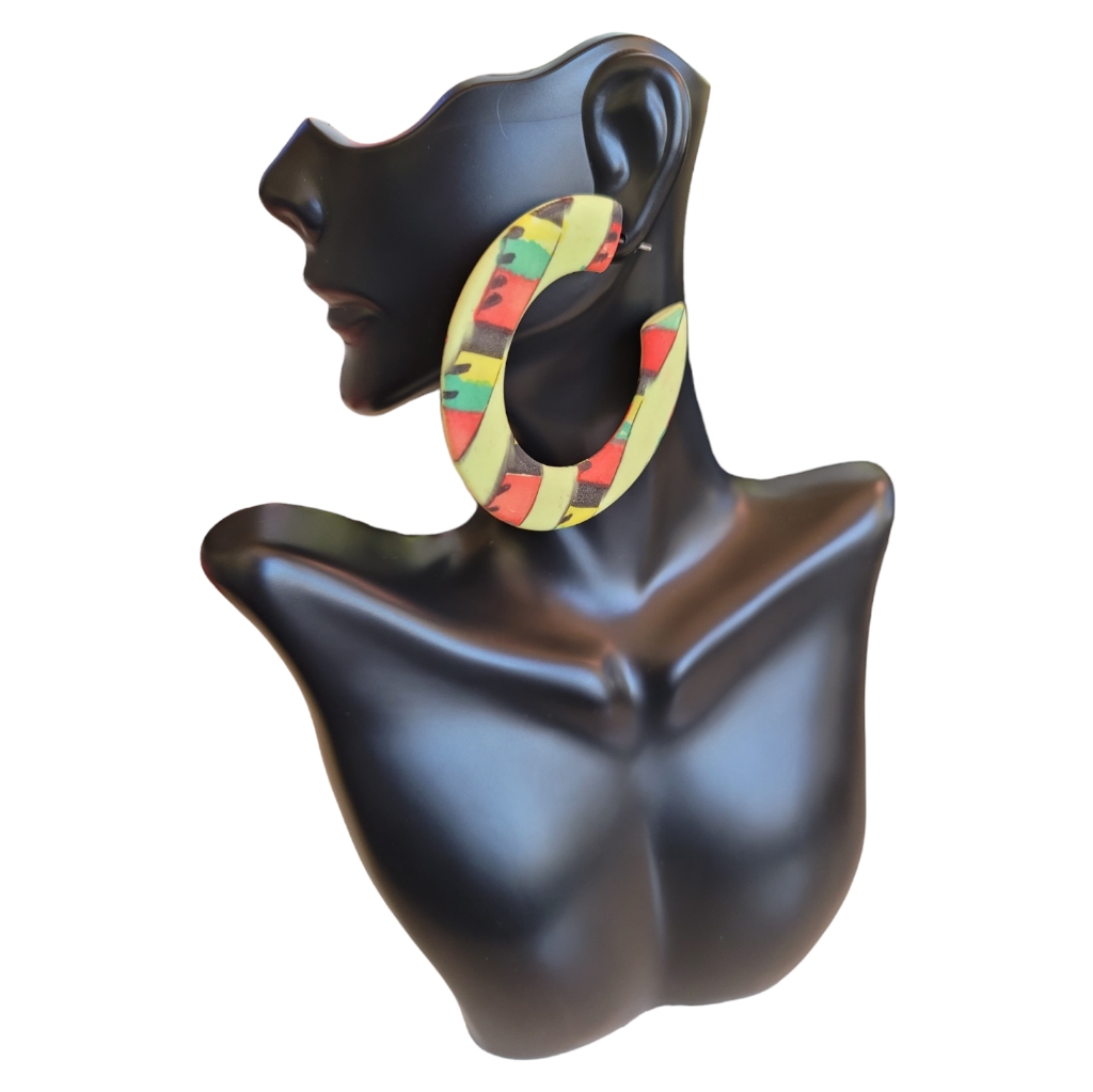 Art Deco Large Post Hoop Earrings